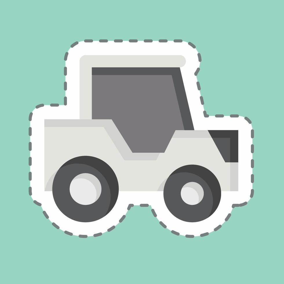 Sticker line cut Tractor. related to Transport symbol. design editable vector