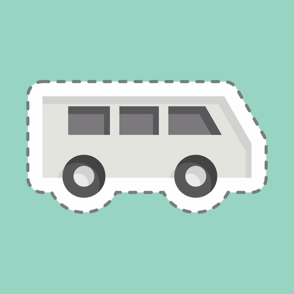 Sticker line cut Mini Bus. related to Transport symbol. design editable vector