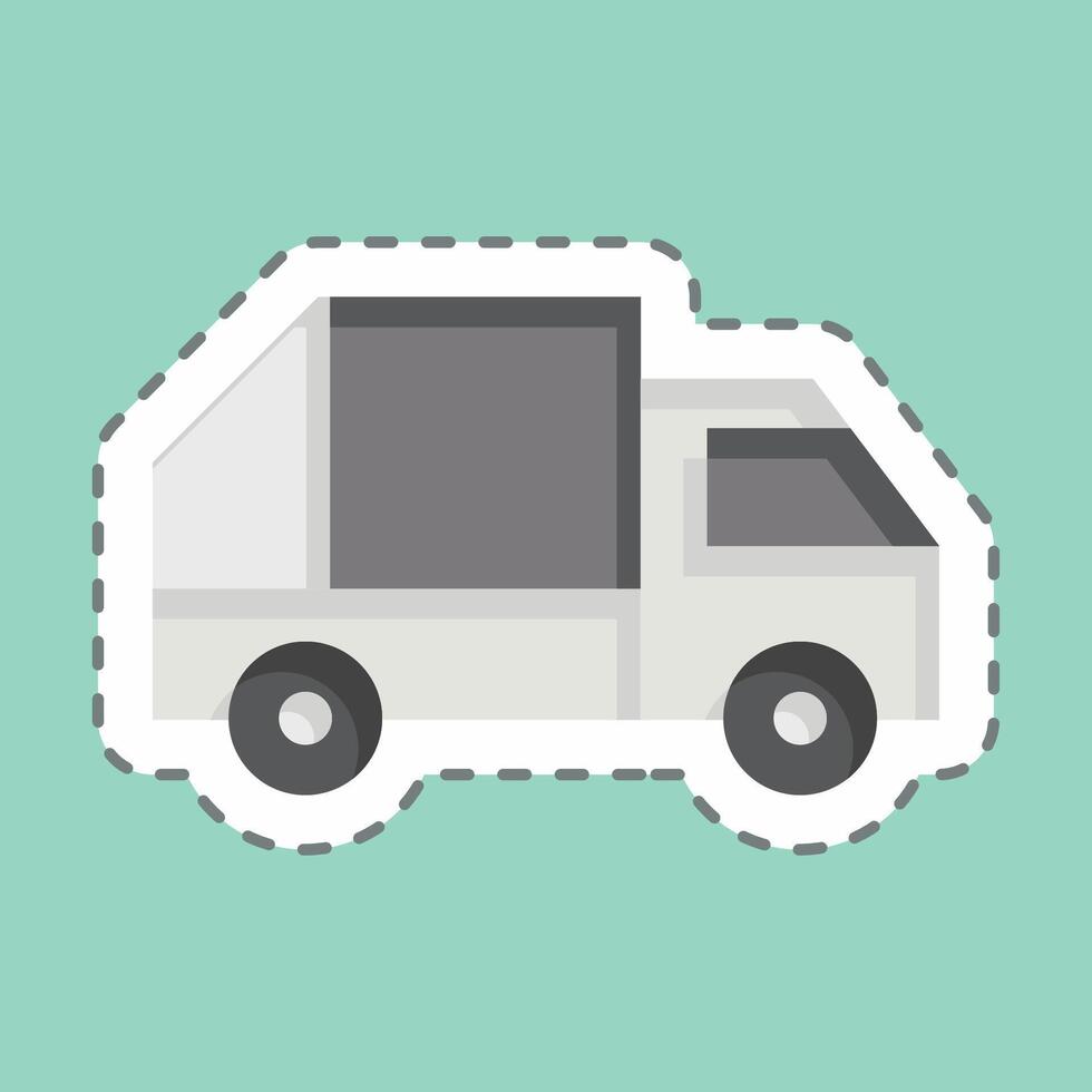 Sticker line cut Garbage Truck. related to Transport symbol. design editable vector