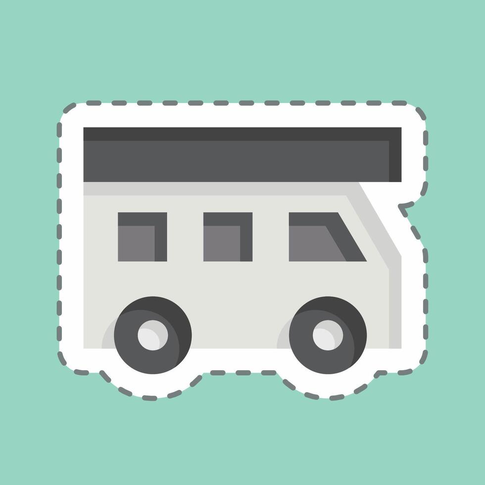 Sticker line cut House On Wheels. related to Transport symbol. design editable vector