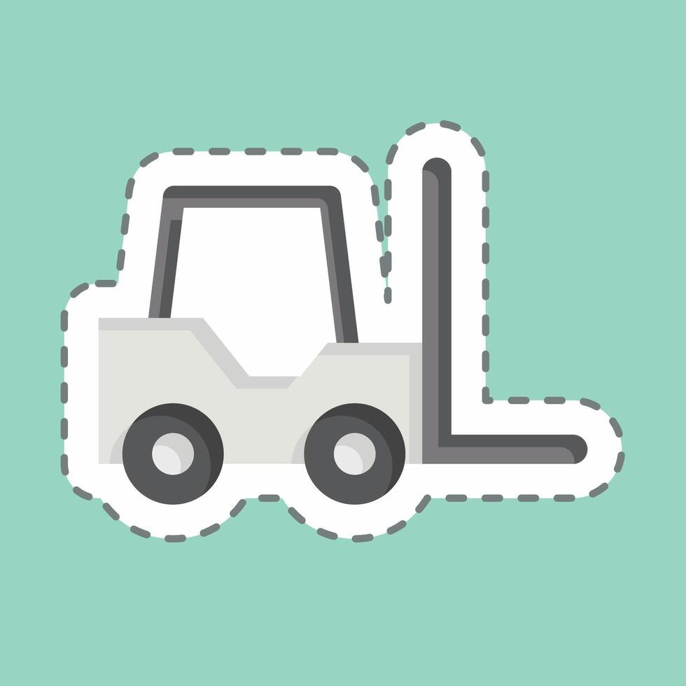 Sticker line cut Forklift. related to Transport symbol. design editable vector