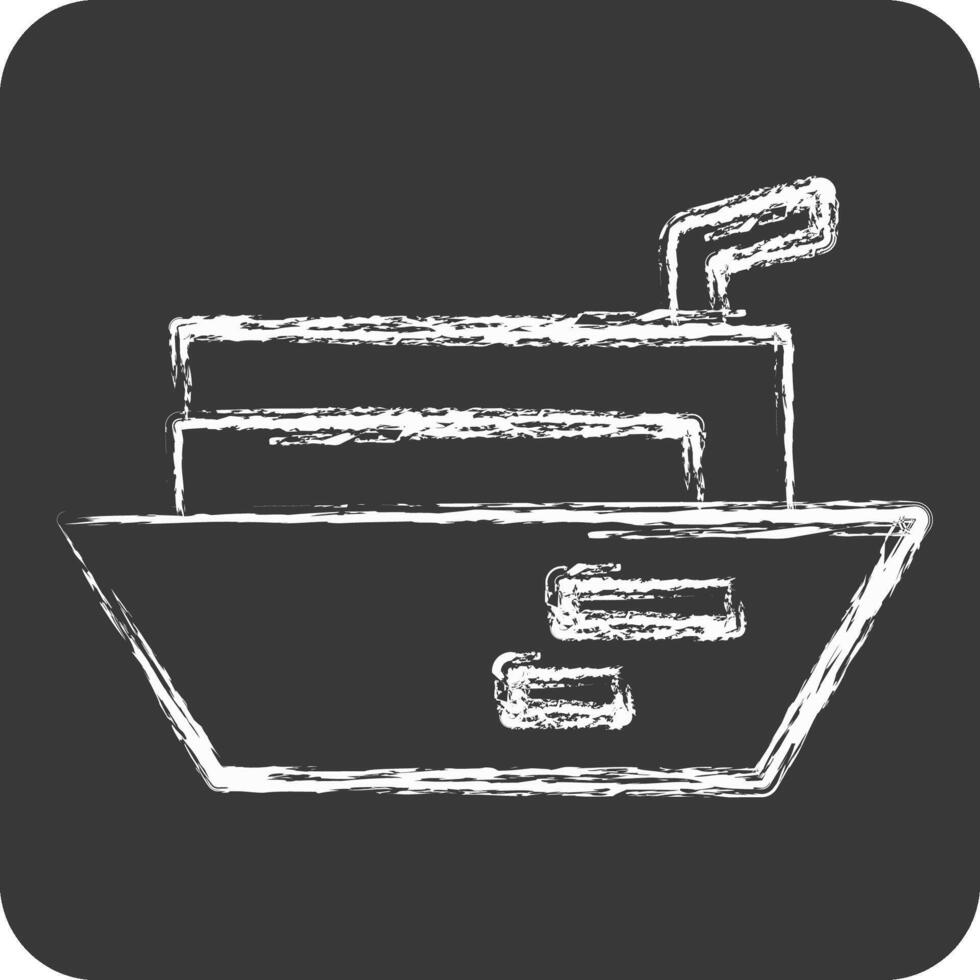 Icon Cargo Barge. related to Transport symbol. chalk Style. design editable vector
