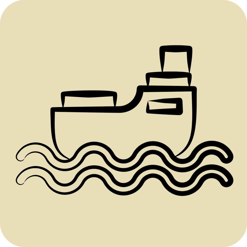 Icon Ship. related to Transport symbol. hand drawn style. design editable vector