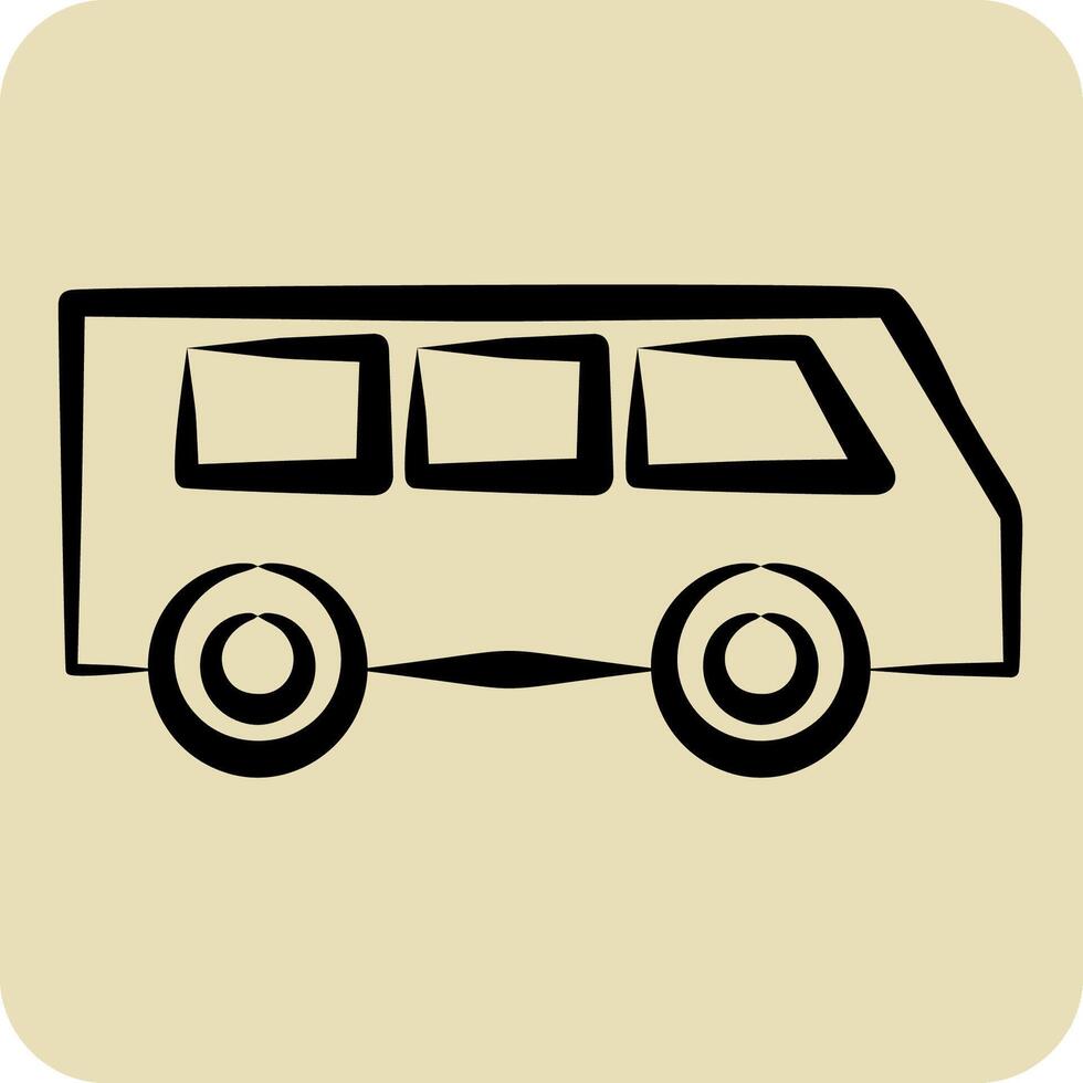 Icon Mini Bus. related to Transport symbol. hand drawn style. design editable vector