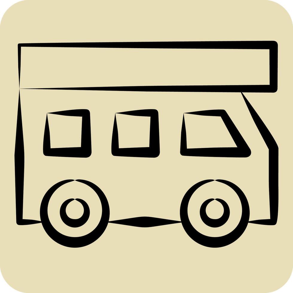 Icon House On Wheels. related to Transport symbol. hand drawn style. design editable vector