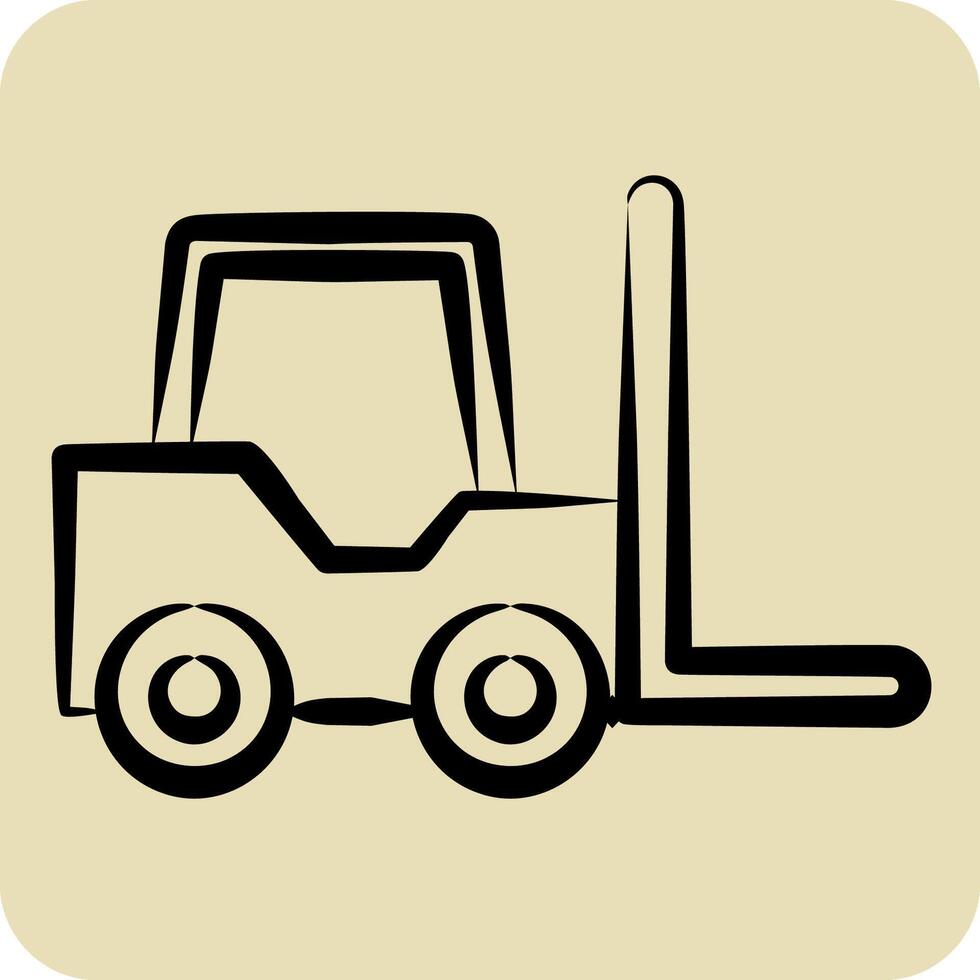 Icon Forklift. related to Transport symbol. hand drawn style. design editable vector