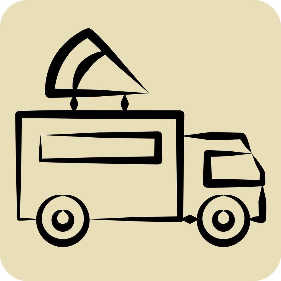 Icon Pizza Truck. related to Transport symbol. hand drawn style. design editable vector