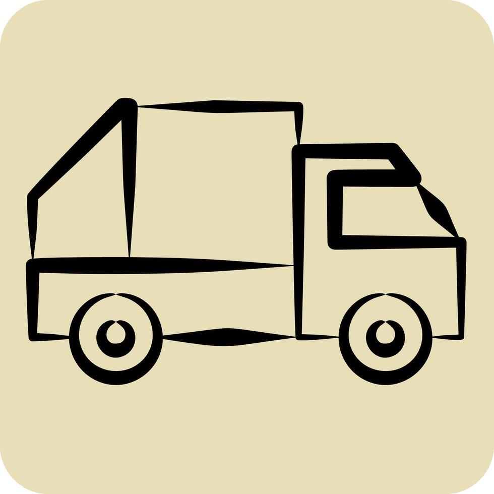 Icon Garbage Truck. related to Transport symbol. hand drawn style. design editable vector