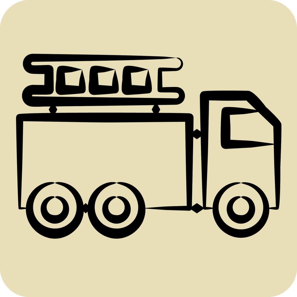 Icon Fire Truck. related to Transport symbol. hand drawn style. design editable vector