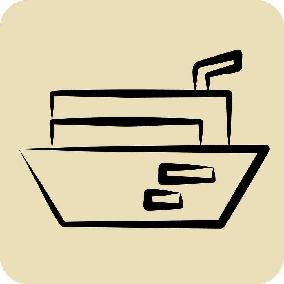 Icon Cargo Barge. related to Transport symbol. hand drawn style. design editable vector