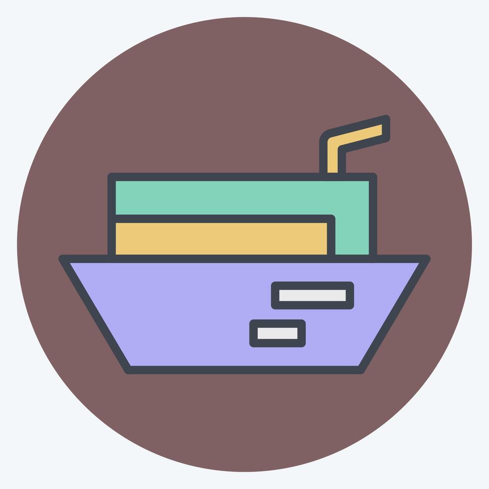 Icon Cargo Barge. related to Transport symbol. color mate style. design editable vector