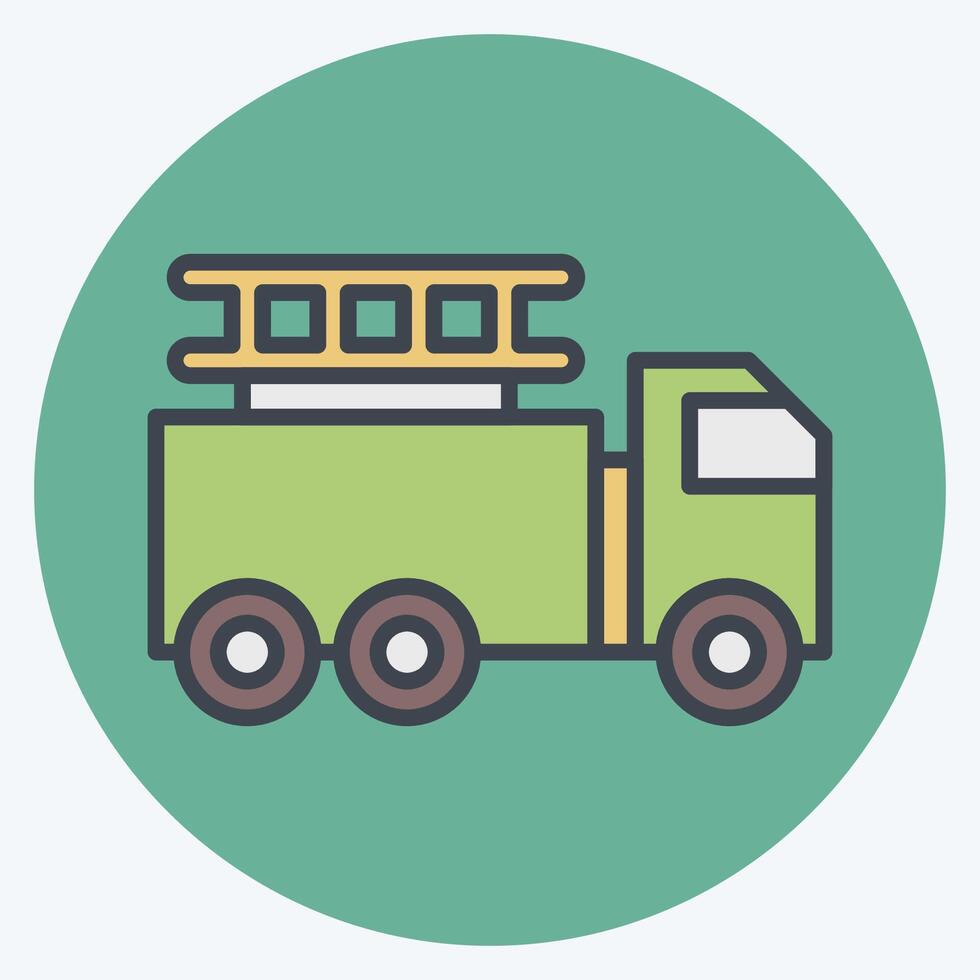 Icon Fire Truck. related to Transport symbol. color mate style. design editable vector