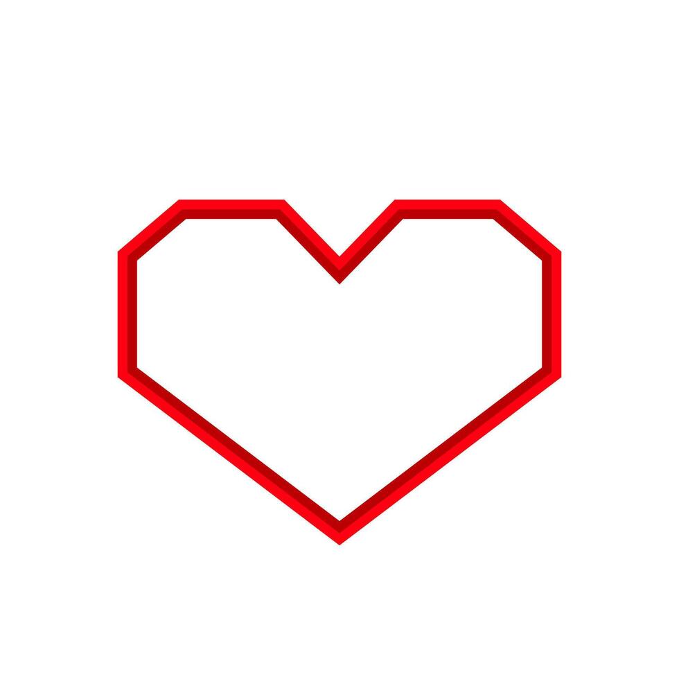 red heart shape frame isolated on white background, heart red for clip art, geometric heart shape frame for copy space, symbol love with heart icon, love logo vector