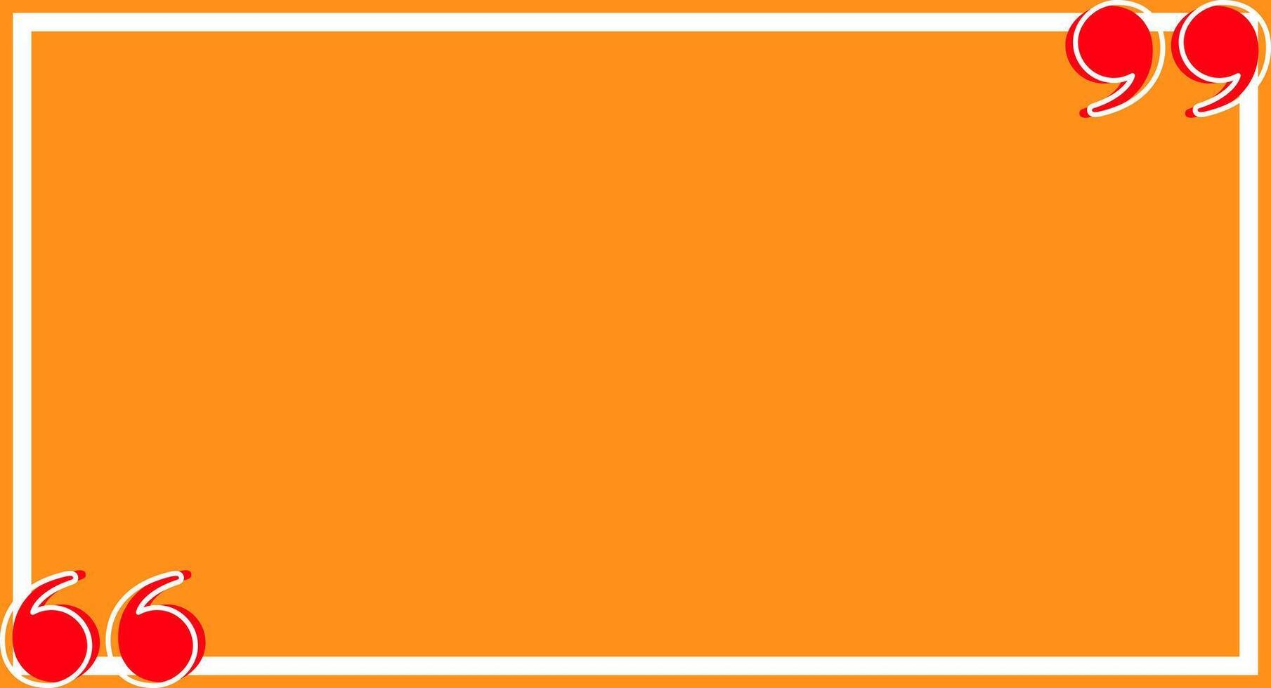 banner frame orange with red quotation symbol, quote box frame simple and cute, quote boxes for template design text info, speech bubble square frame and bracket red for copy space, commas frame vector