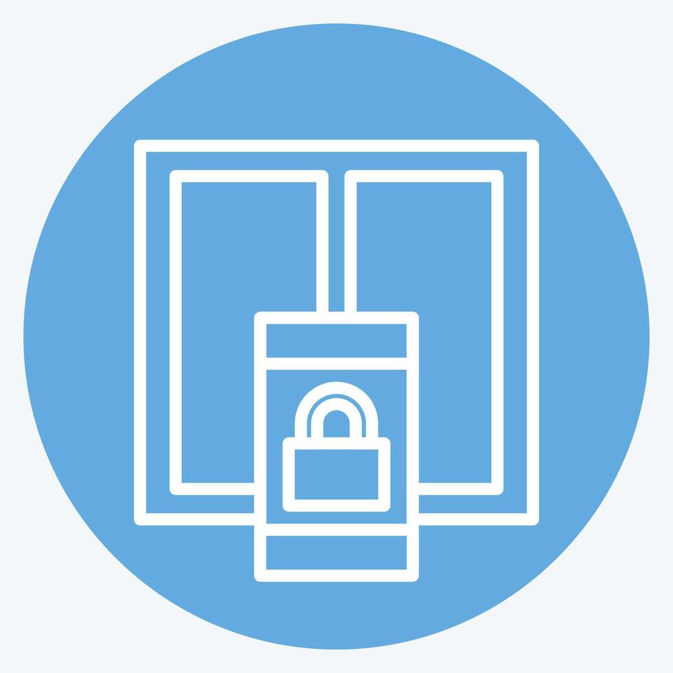 Icon Window Lock. related to Home Security symbol. blue eyes style vector