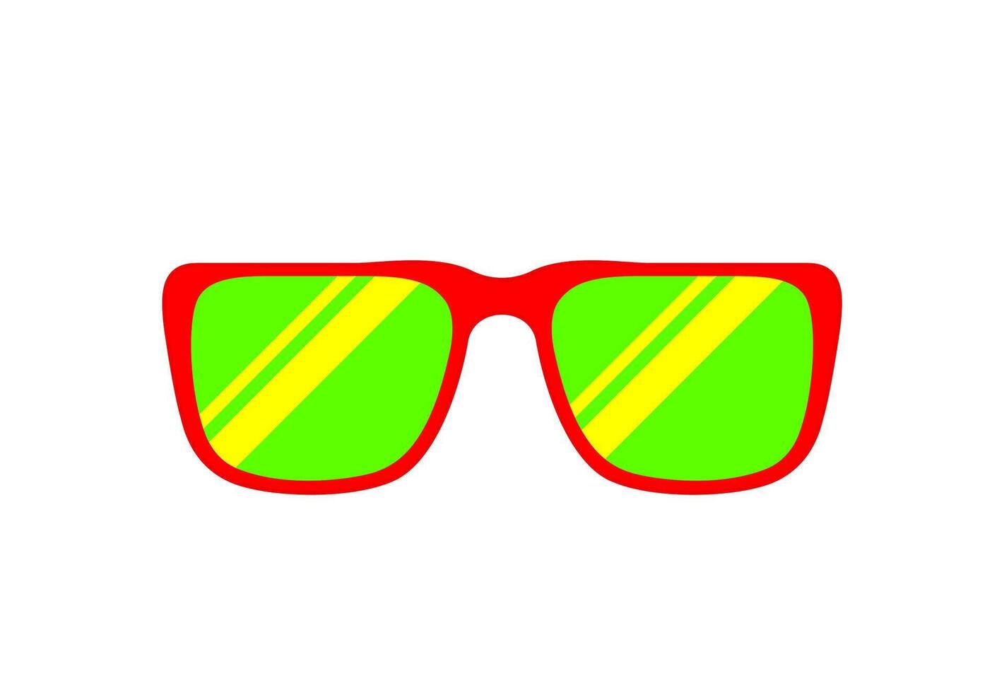 fashion glasses red green isolated on white for copy space, clip art glasses single flat top view, fashionable eyeglasses red for graphic sale banner ad discount, simple flat lay of sunglasses eyewear vector
