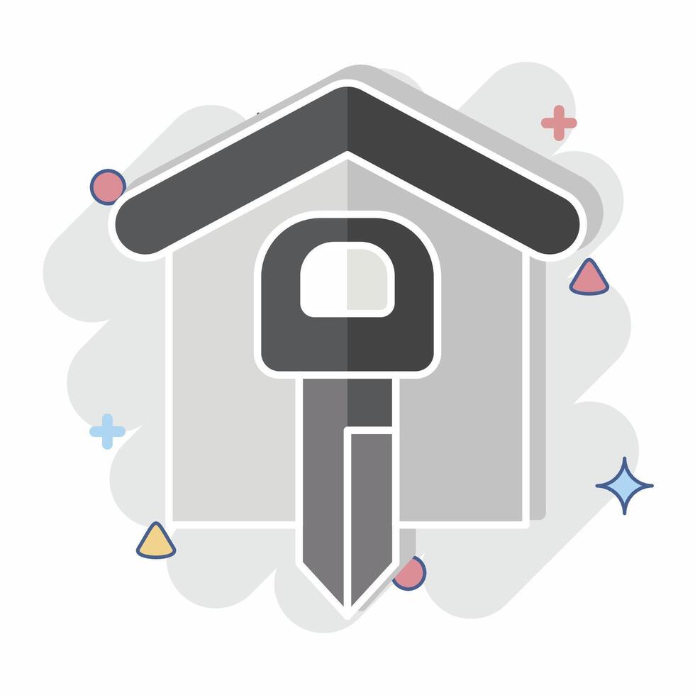 Icon Front Door Security. related to Home Security symbol. comic style vector