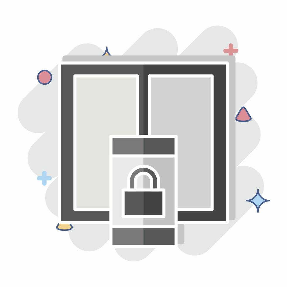 Icon Window Lock. related to Home Security symbol. comic style vector