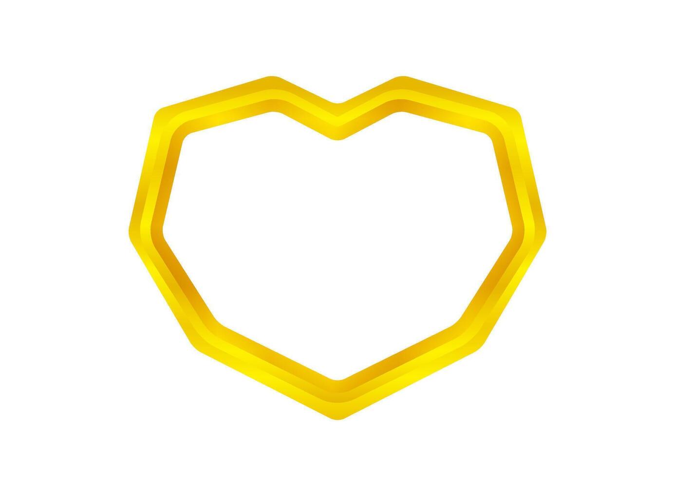 heart shape golden frame isolated on white for copy space, luxury gold frame with shaped heart, cute border frame hearts shape gold for valentines graphic card, heart shape golden texture for greeting vector