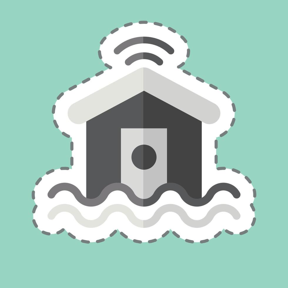 Sticker line cut Flood Sensor. related to Home Security symbol vector