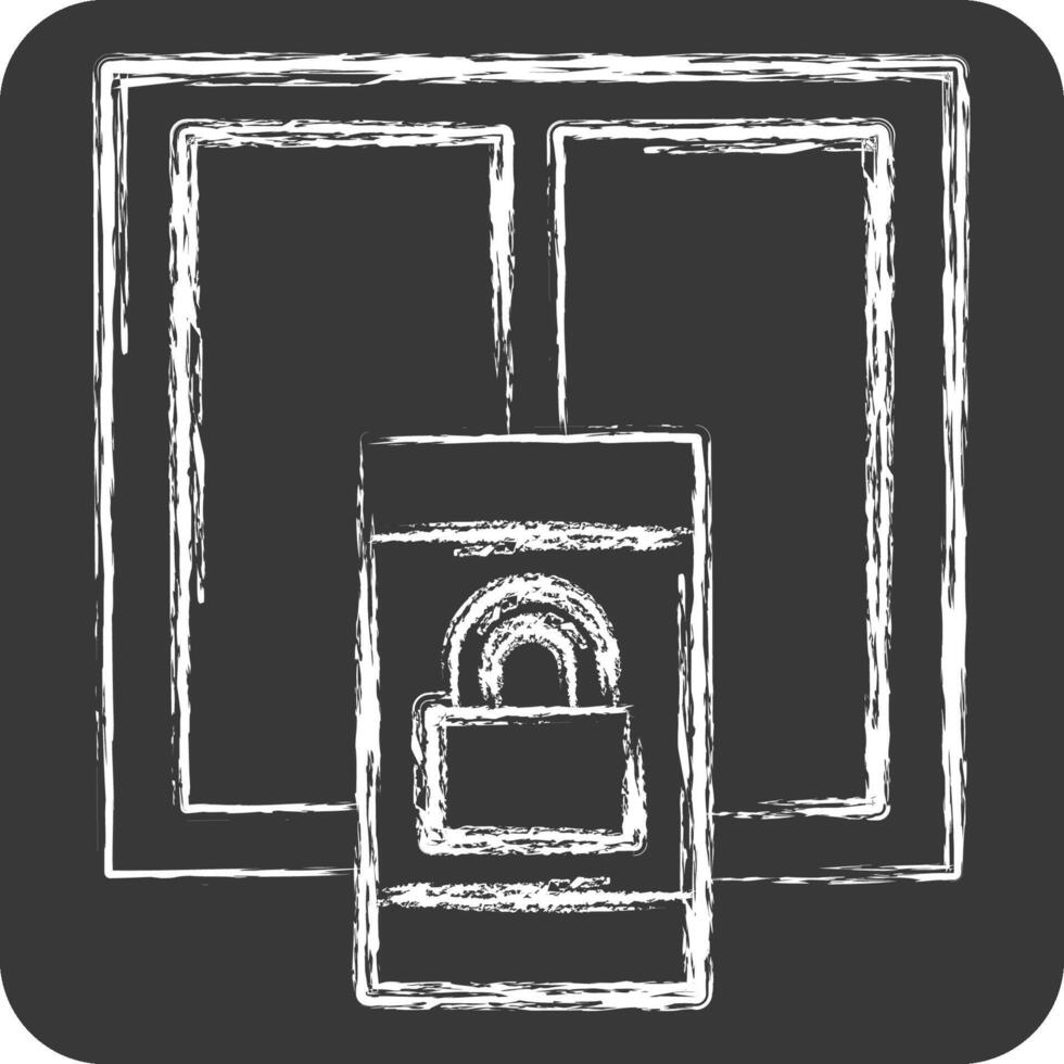Icon Window Lock. related to Home Security symbol. chalk Style vector