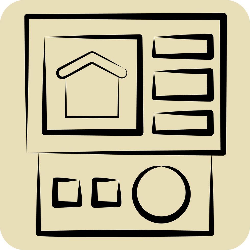 Icon Control Panel. related to Home Security symbol. hand drawn style vector