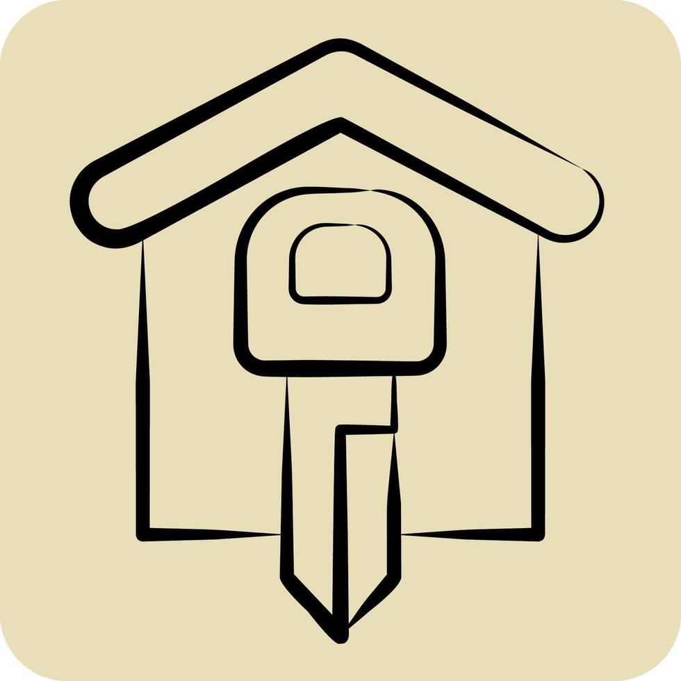 Icon Front Door Security. related to Home Security symbol. hand drawn style vector
