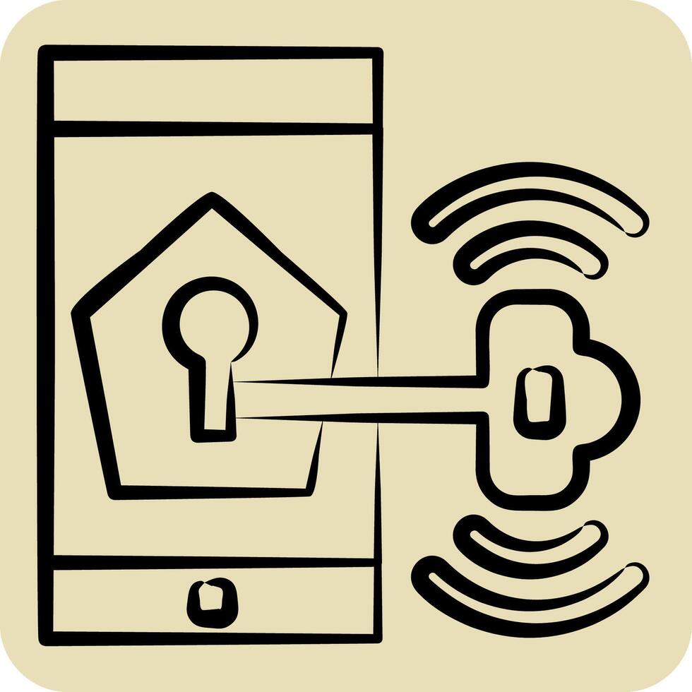 Icon Phone Security. related to Home Security symbol. hand drawn style vector