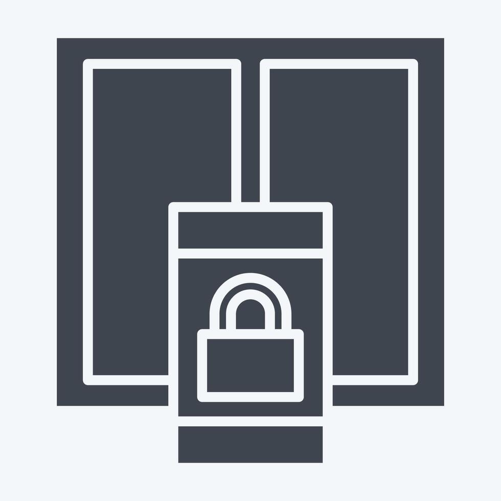 Icon Window Lock. related to Home Security symbol. glyph style vector