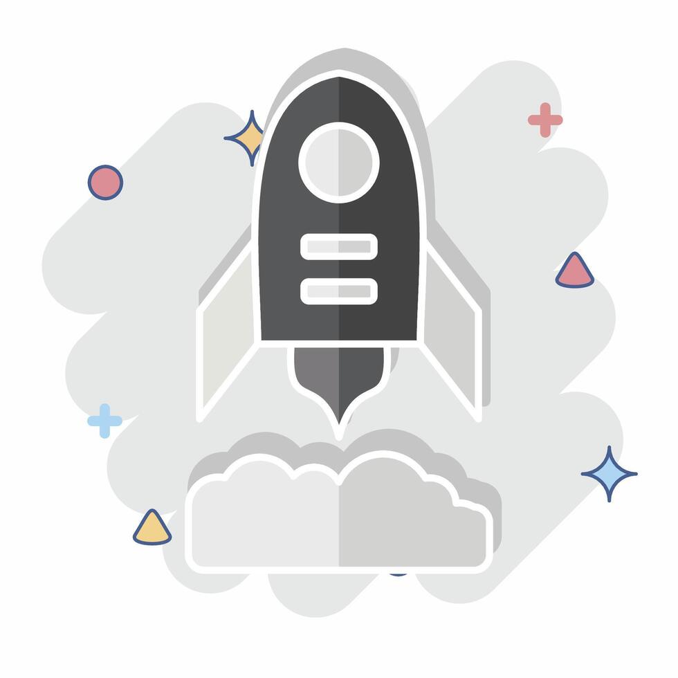 Icon Rocket Flying. related to Military symbol. comic style. design editable vector