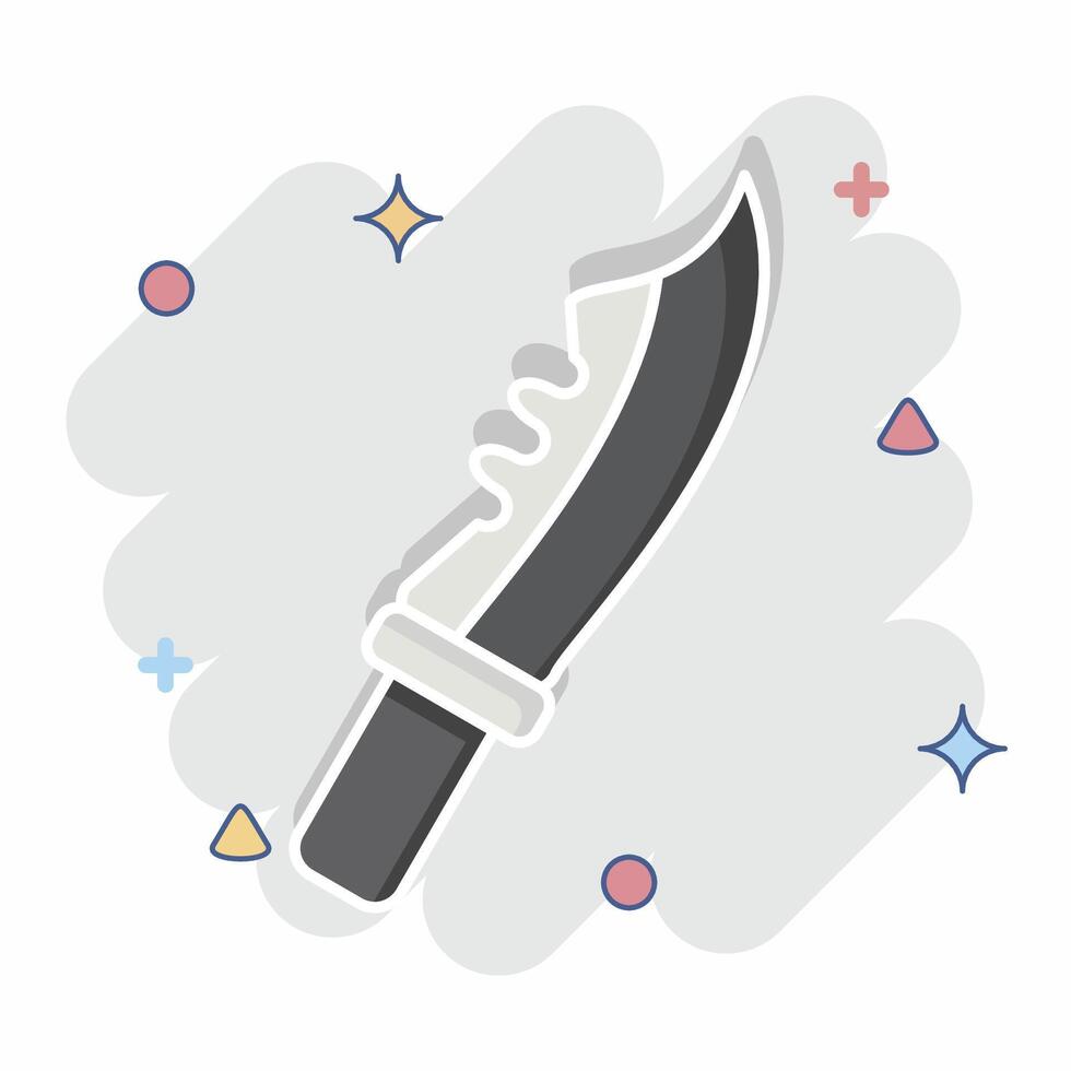 Icon Millitary Knife. related to Military symbol. comic style. design editable vector