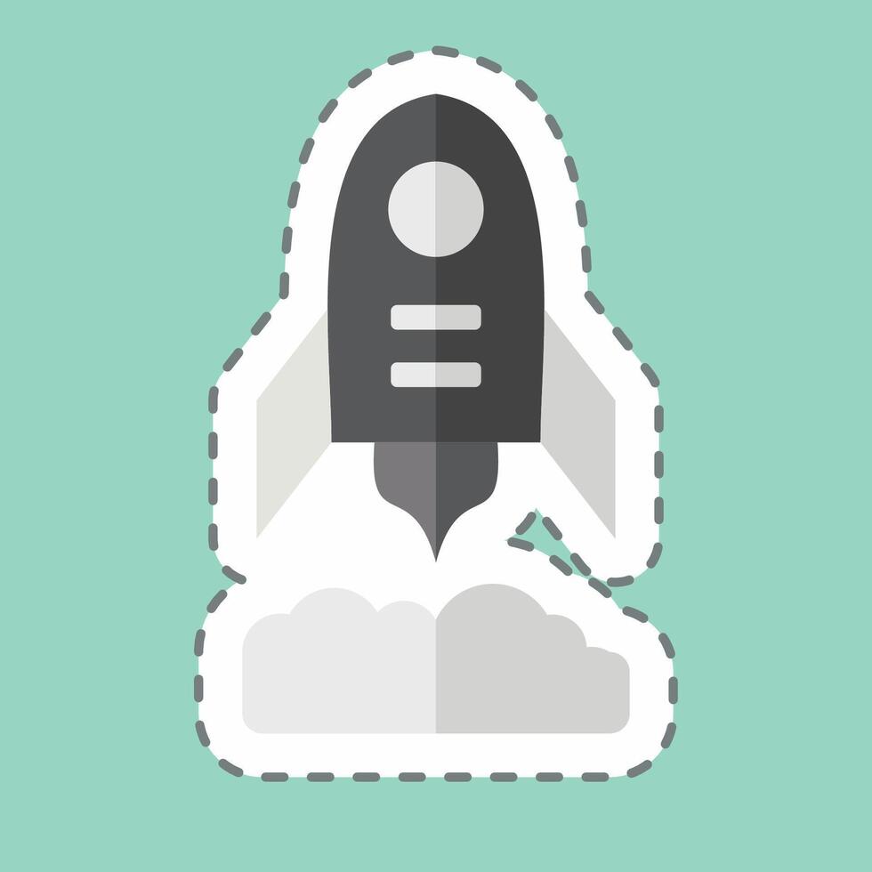 Sticker line cut Rocket Flying. related to Military symbol. design editable vector