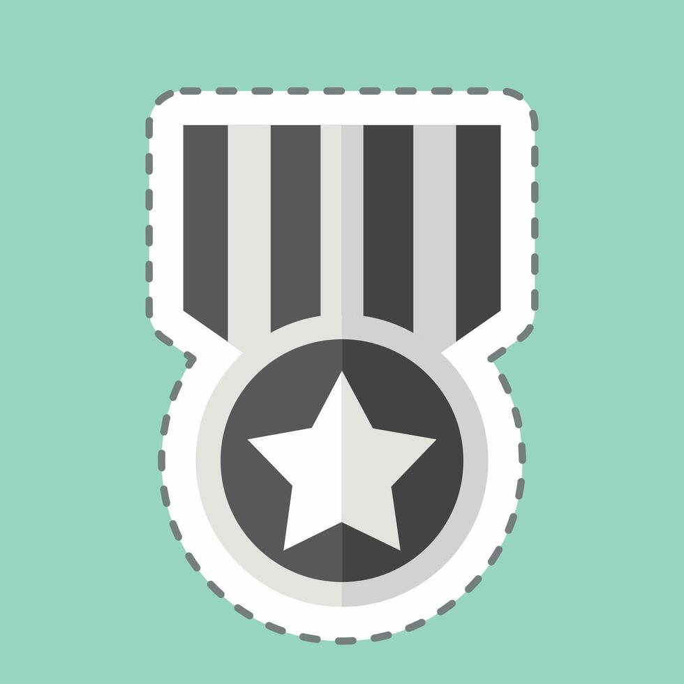 Sticker line cut Millitary Badge. related to Military symbol. design editable vector