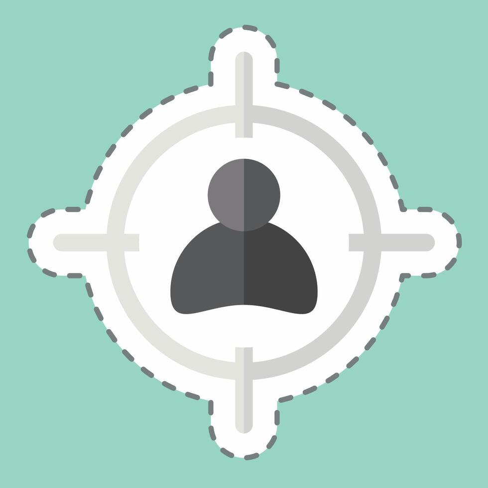 Sticker line cut Target. related to Military symbol. design editable vector