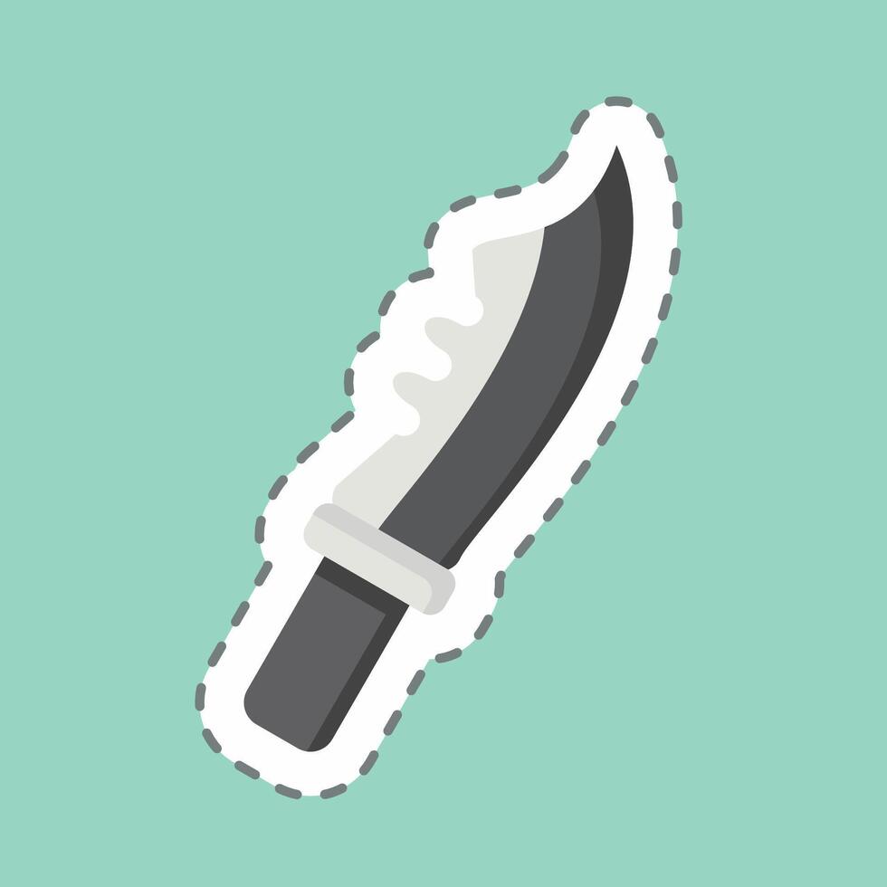 Sticker line cut Millitary Knife. related to Military symbol. design editable vector