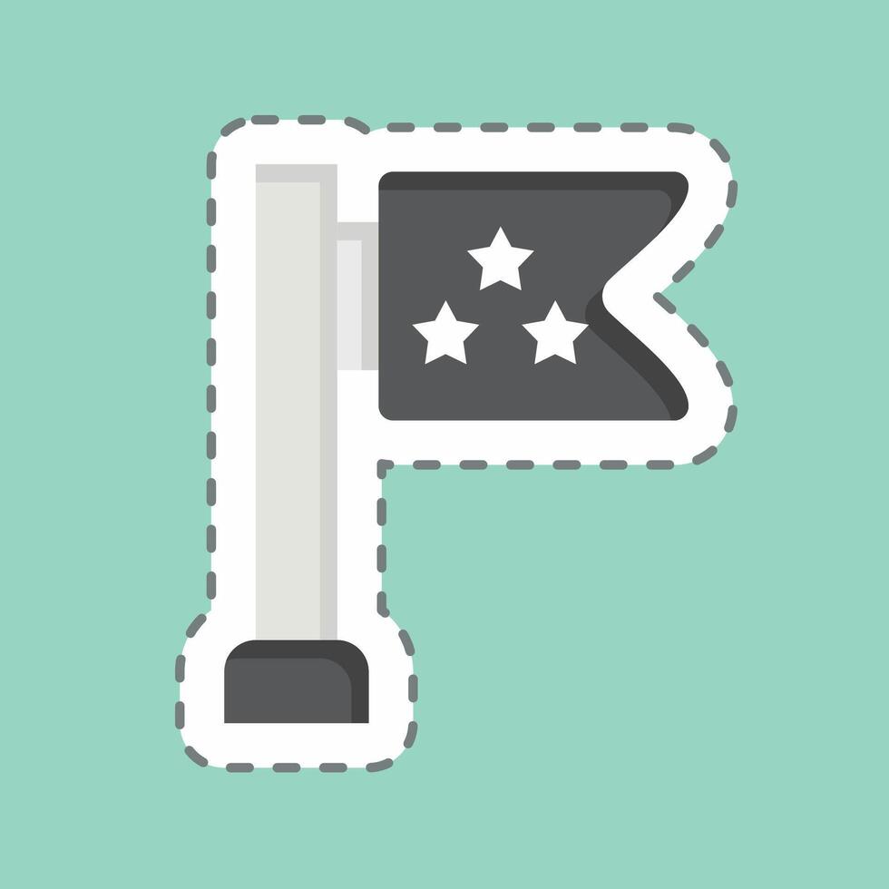 Sticker line cut Destination. related to Military symbol. design editable vector