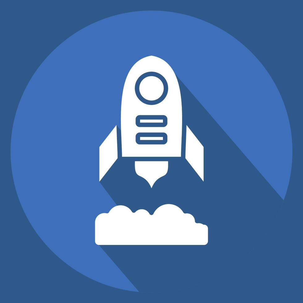 Icon Rocket Flying. related to Military symbol. long shadow style. design editable vector