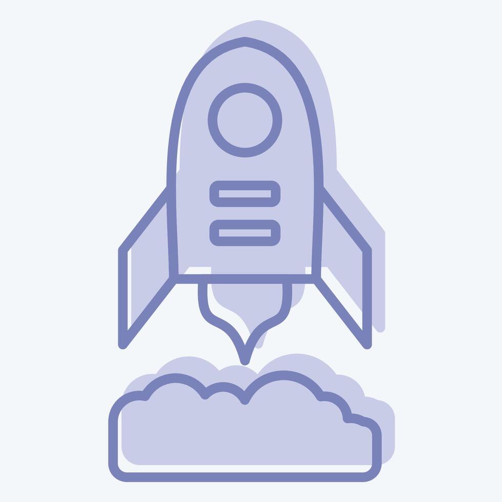 Icon Rocket Flying. related to Military symbol. two tone style. design editable vector