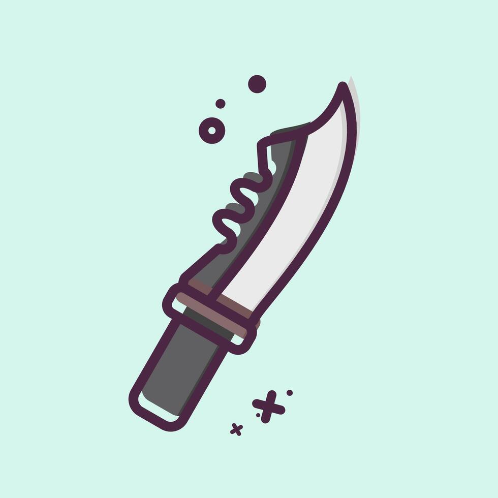 Icon Millitary Knife. related to Military symbol. MBE style. design editable vector