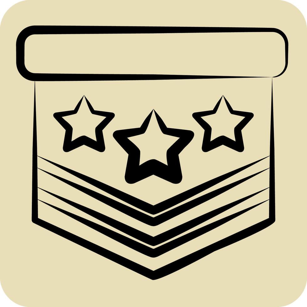 Icon Millitary Emblem. related to Military symbol. hand drawn style. design editable vector