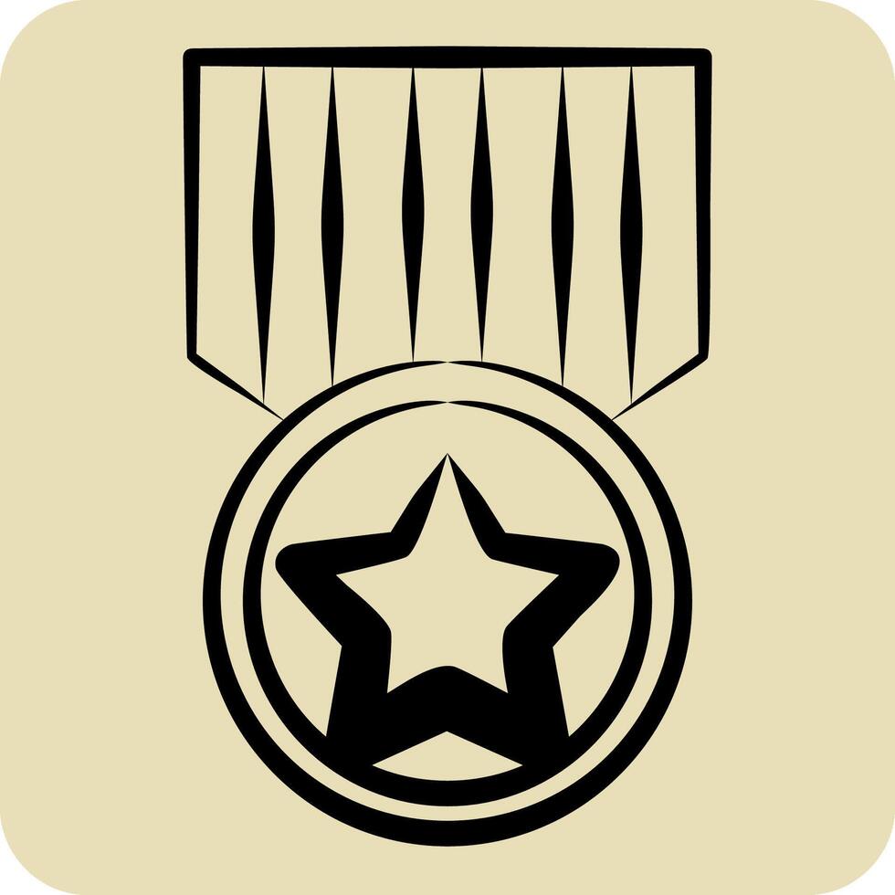 Icon Millitary Badge. related to Military symbol. hand drawn style. design editable vector