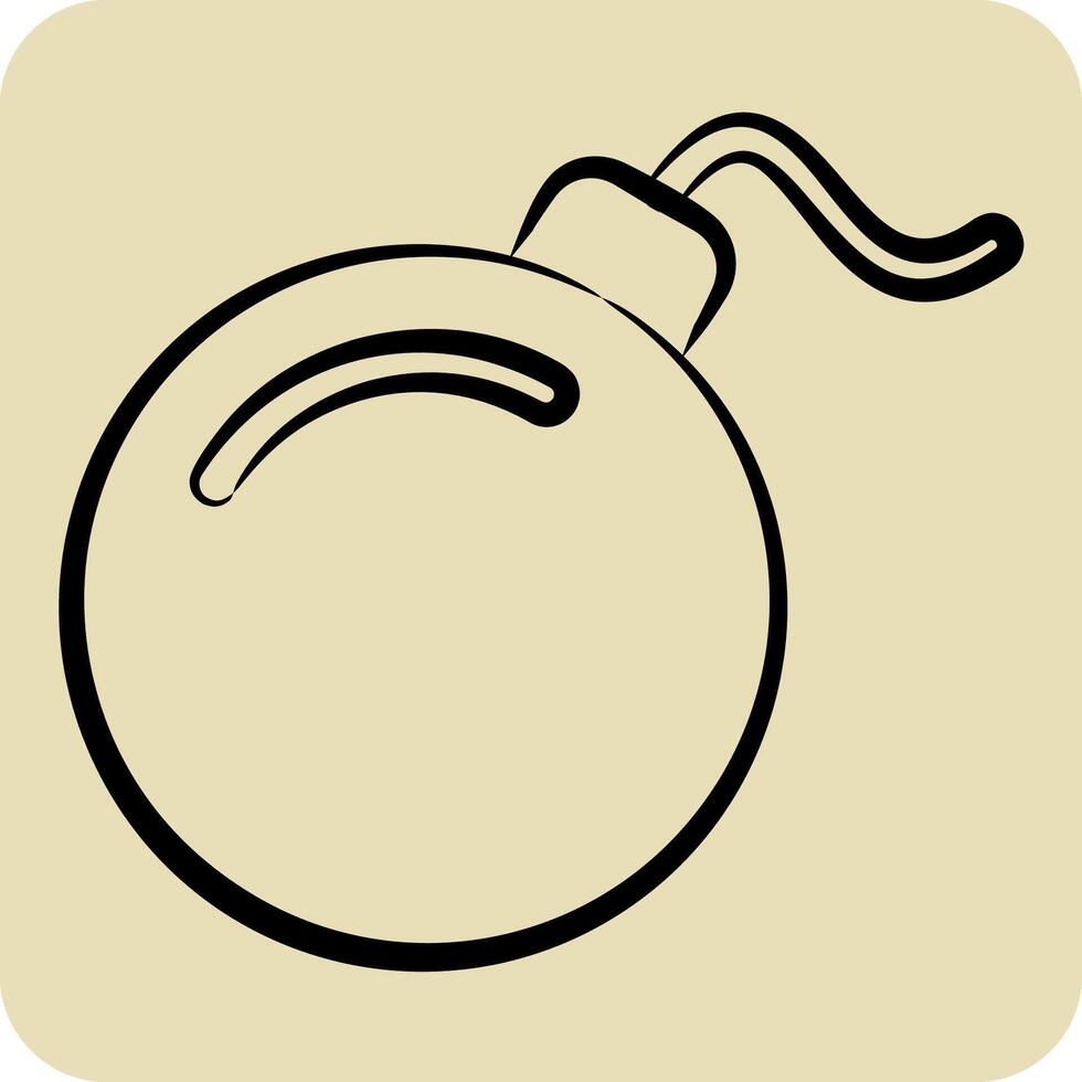 Icon Bomb. related to Military symbol. hand drawn style. design editable vector