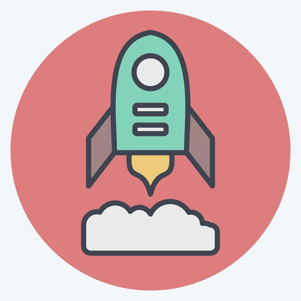 Icon Rocket Flying. related to Military symbol. color mate style. design editable vector