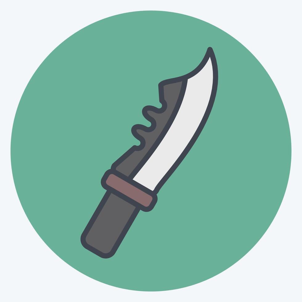 Icon Millitary Knife. related to Military symbol. color mate style. design editable vector