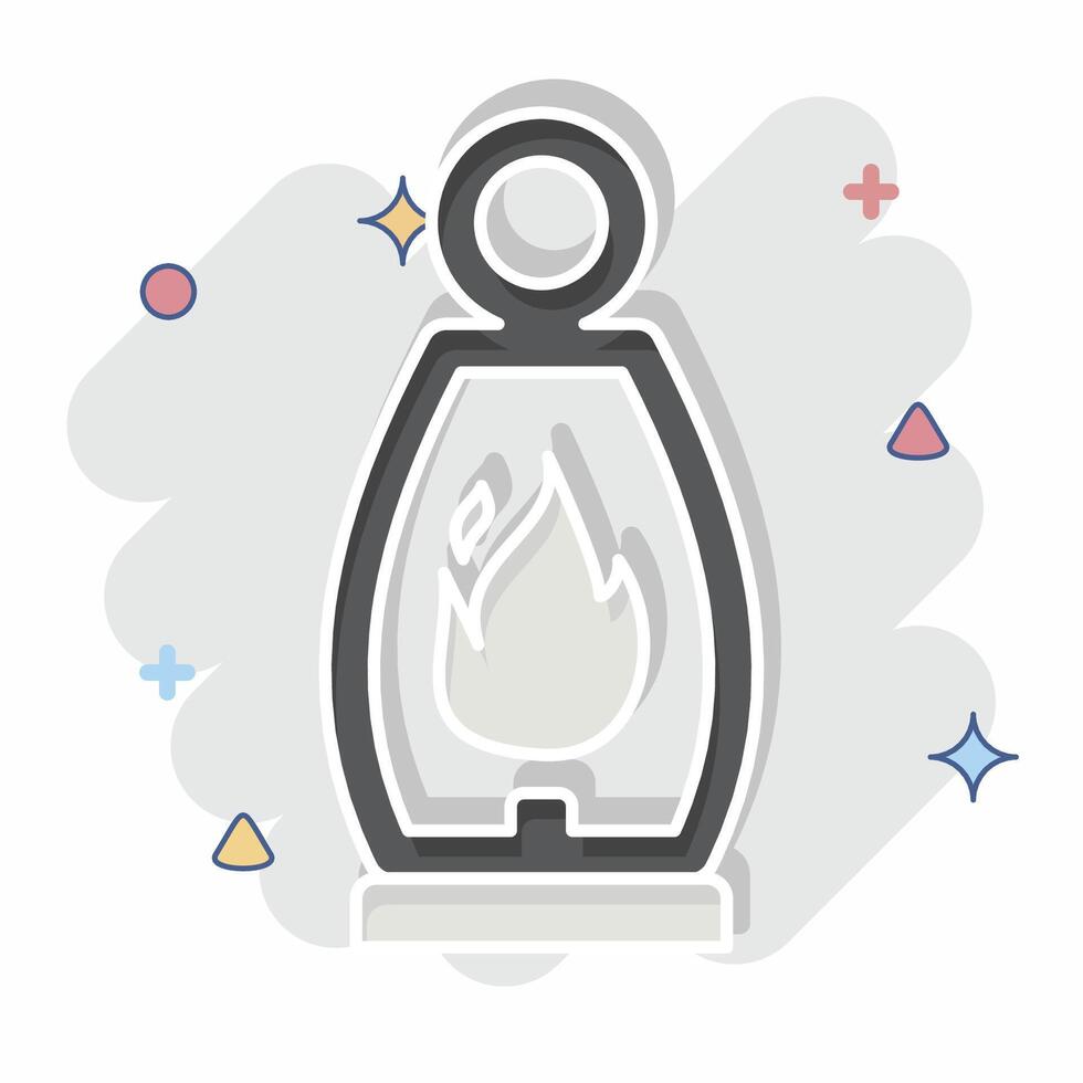 Icon Lantern. related to Light symbol. comic style. design editable vector