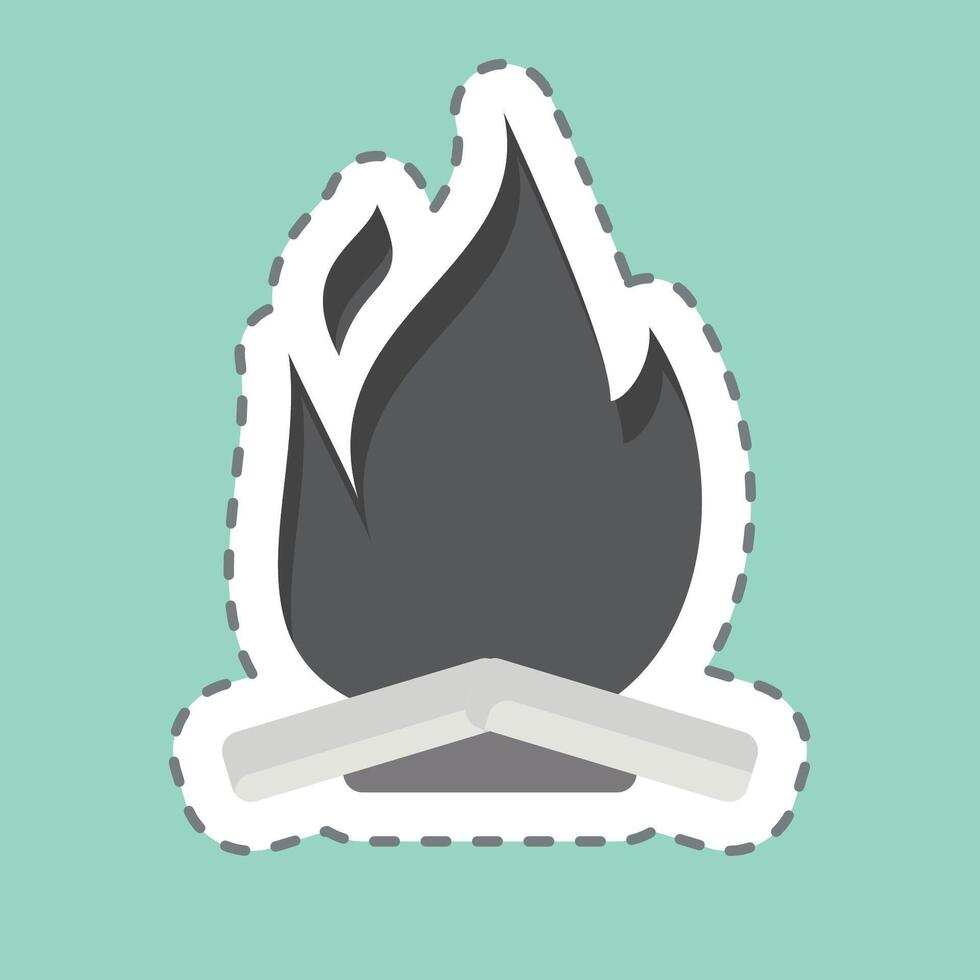 Sticker line cut Campfire. related to Light symbol. design editable vector