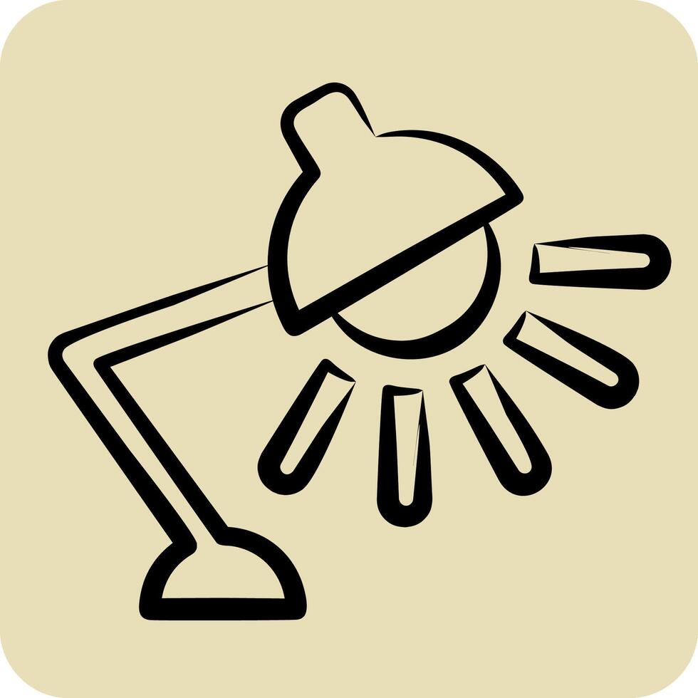 Icon Work Lamp. related to Light symbol. hand drawn style. design editable vector
