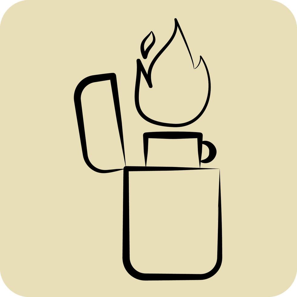 Icon Lighter. related to Light symbol. hand drawn style. design editable vector