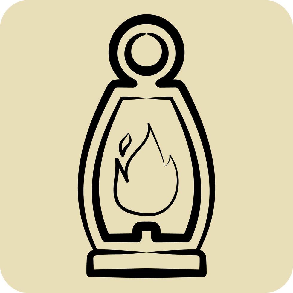 Icon Lantern. related to Light symbol. hand drawn style. design editable vector