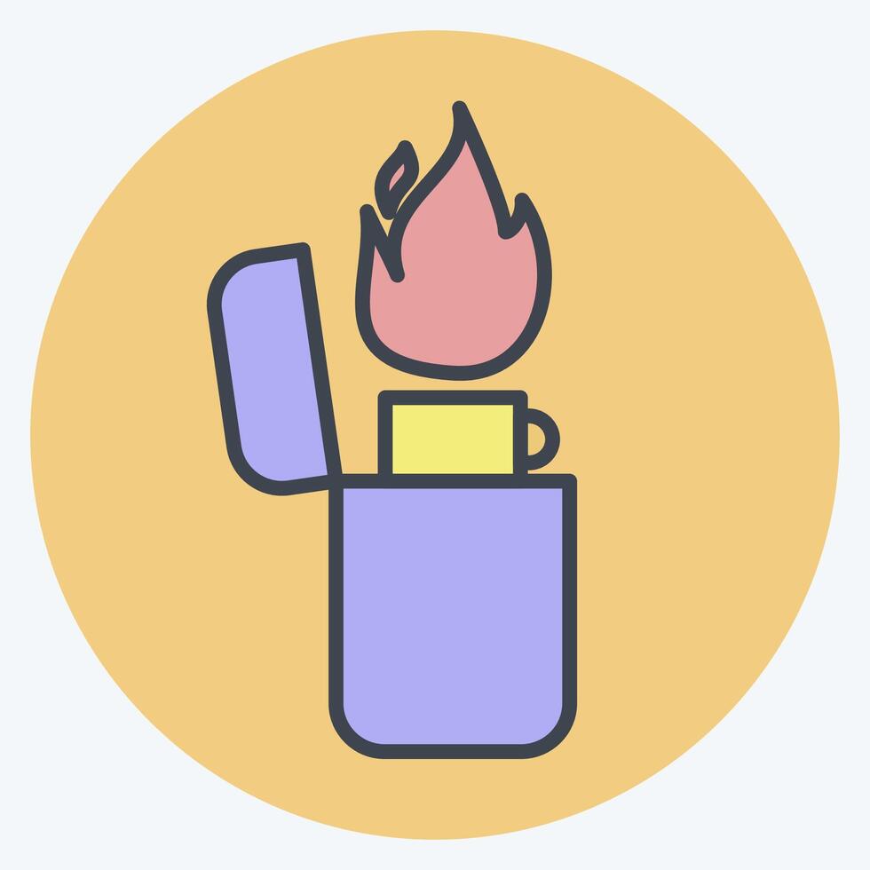 Icon Lighter. related to Light symbol. color mate style. design editable vector